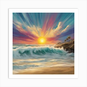 Sunset At The Beach 4 Art Print