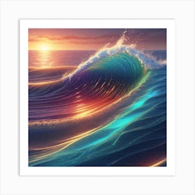 Ocean Wave At Sunset Art Print