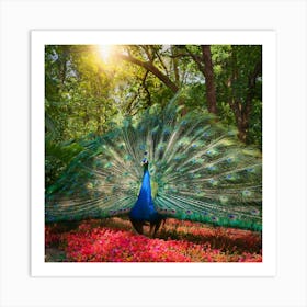 Peacock In A Rainforest Clearing 1 Art Print