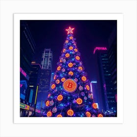 Bitcoin Christmas Tree 2 Art Print