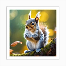 Squirrel In Autumn 3 Art Print