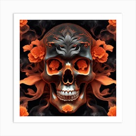 Skull With Flowers Art Print