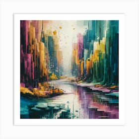 A stunning oil painting of a vibrant and abstract watercolor Art Print