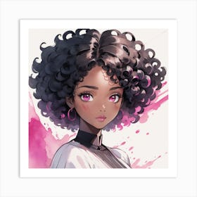 Black Girl With Pink Hair Art Print