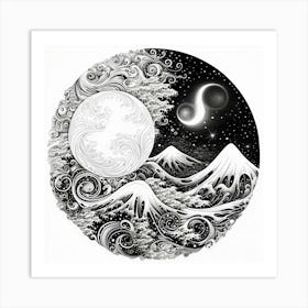 Moon And Waves 30 Art Print