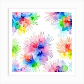 Watercolor Flowers Seamless Pattern Art Print