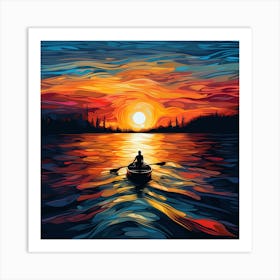 Rowing Into Sunset Art Print