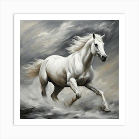 Wall art White Horse Running Art Print