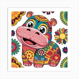 Hippi Hippo Art Print