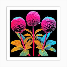 Andy Warhol Style Pop Art Flowers Globe Amaranth 2 Square Art Print