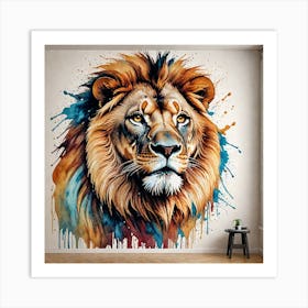 Water Colored Wall Painting Of A Lion Water Color Spray 32k Resolution 1283859462 Art Print