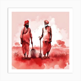 Two Indian Men With Brooms Art Print