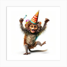 Monkey In Birthday Hat Art Print