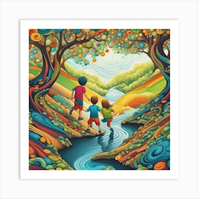 Children In The Forest Art Print