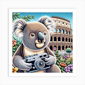 Koala In Rome 3 Art Print