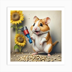 Hamster With Hammer Art Print