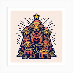 Christmas Dogs 1 Art Print