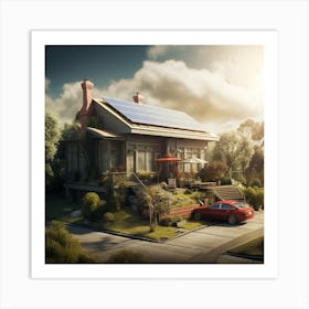 House With Solar Panels Art Print