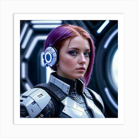 Futuristic Girl With Purple Hair 3 Art Print