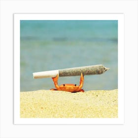 Crab Smoking A Cigarette Art Print