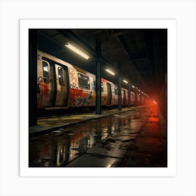 Subway Station At Night Art Print