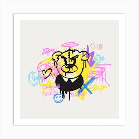 Graffiti Bear Retro Wall Art Art Print