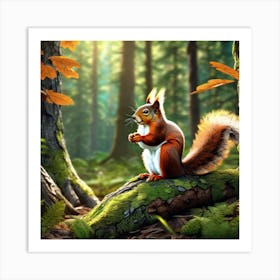 Red Squirrel In The Forest 63 Art Print