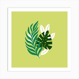 Lime Leaves Square Art Print