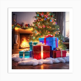 Christmas Tree With Presents 23 Art Print