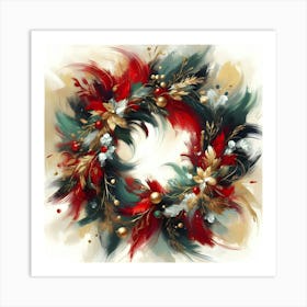 Elegant Christmas Wreath Digital Art - Festive Holiday Decor Art Print