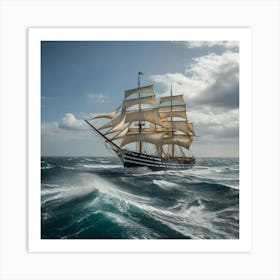 Sailing Ship In Rough Seas 3 Art Print