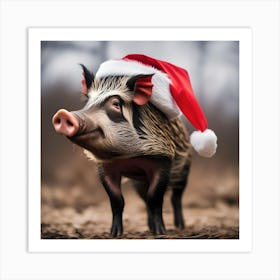 RAZORBACK CHRISTMAS HOG Art Print