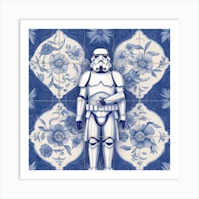 Star Wars Inspired Delft Tile Illustration 3 Art Print