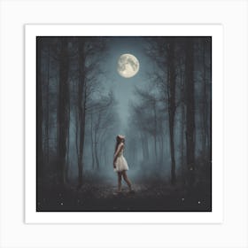 Full Moon In The Forest Art Print