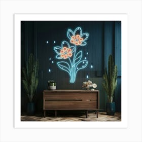 Neon Flowers Art Print