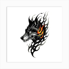 Wolf Head Tattoo 11 Art Print