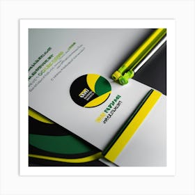 Green And Yellow Stationery 1 Art Print