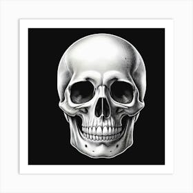 Skull On Black Background Art Print