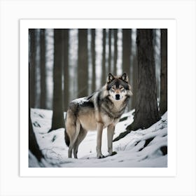 Wolf In The Woods 12 Art Print