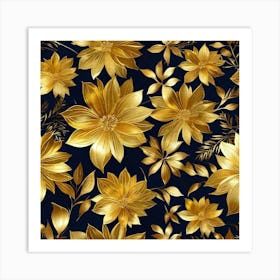 Gold Floral Pattern 1 Art Print