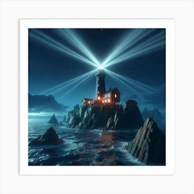 Lighthouse At Night 3 Art Print