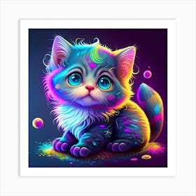 Colorful Kitten Art Print