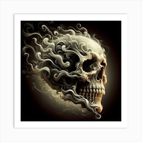 Skull With Smoke Art Print