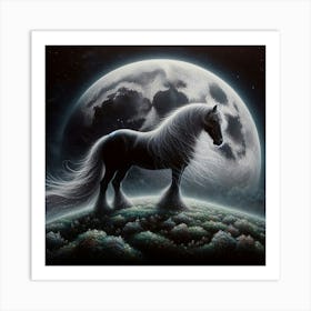 Horse In The Moonlight 37 Art Print