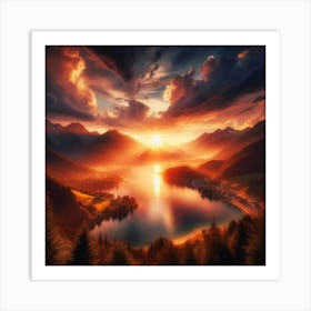 Sunset In The Mountains 3 Art Print