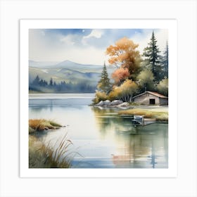 Watercolor Of A Lake 5 Art Print