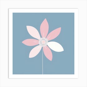 A White And Pink Flower In Minimalist Style Square Composition 107 Art Print