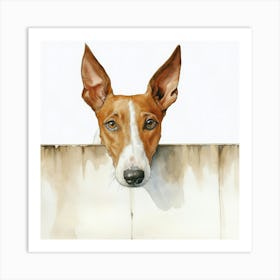 Dog Peeking Over Fence 11 Art Print