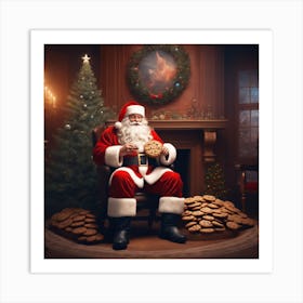 Santa Claus Eating Cookies 17 Art Print