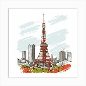 Tokyo Eiffel Tower Art Print